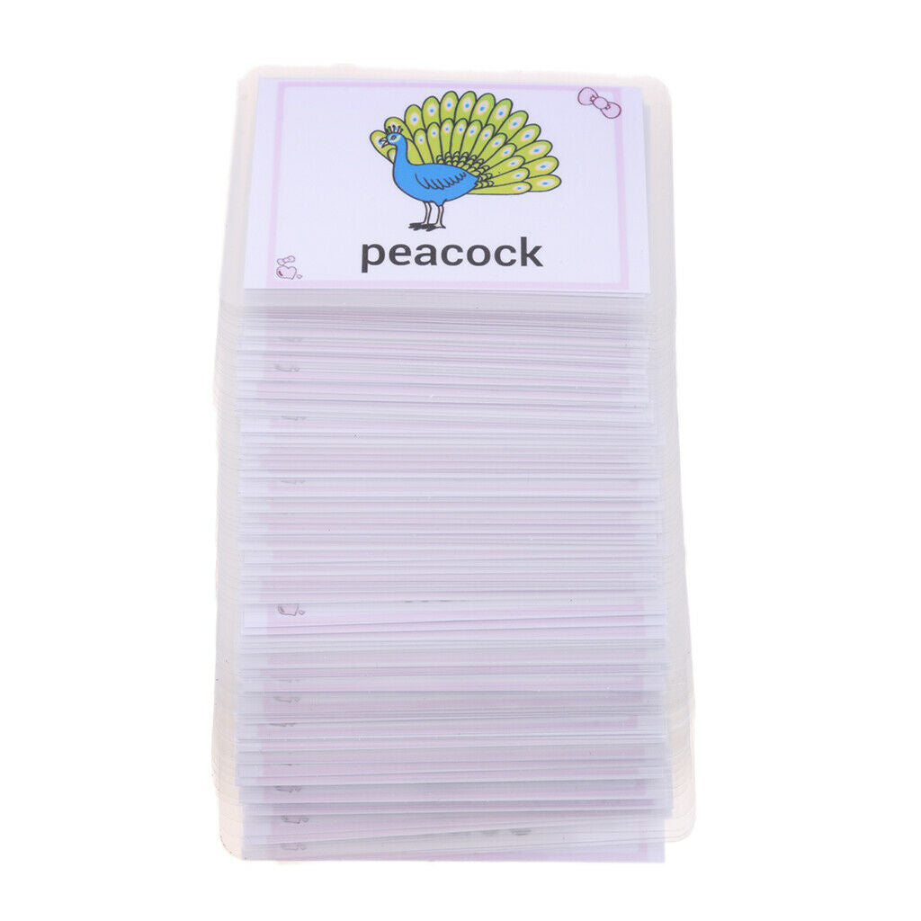 80 Pieces Animal Cognitive Flash Cards Kids Educational Sight Word Flashcard