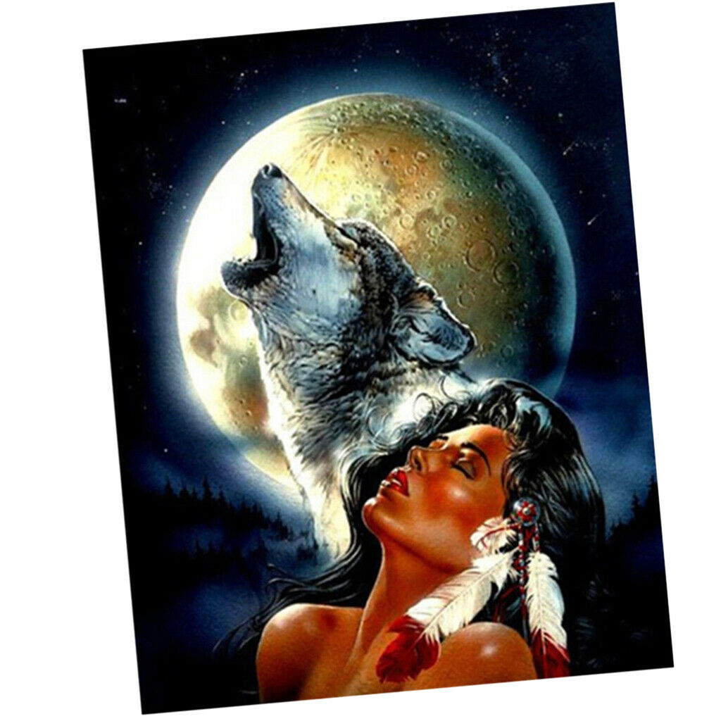 Popular Full Drill Diamond Painting Kit Rhinestones Picture Beauty and Wolf