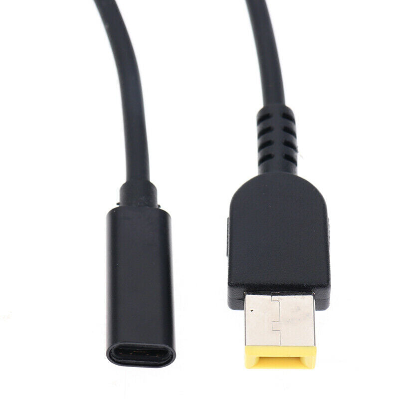 Black Power Adapter Cable USB Type-C Female To Square Plug Charger For Lenov SJ