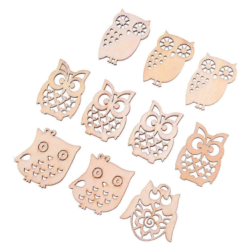 Sewing scrapbooking accessories mix natural owl shape wooden crafts handJ JfBDA