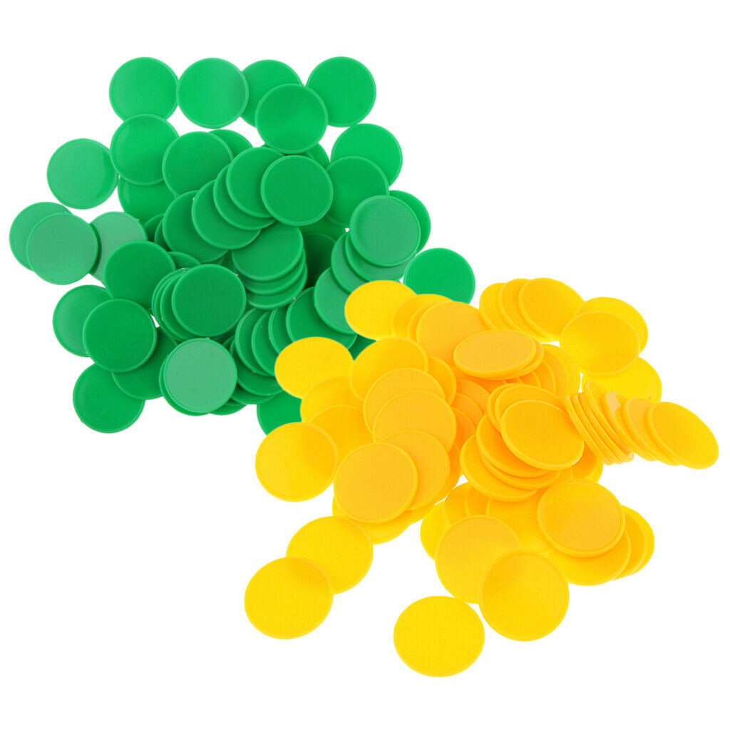 Portable 2 Set/200pcs Yellow+Green Plastic Bingo Markers Tokens for Kids Toys