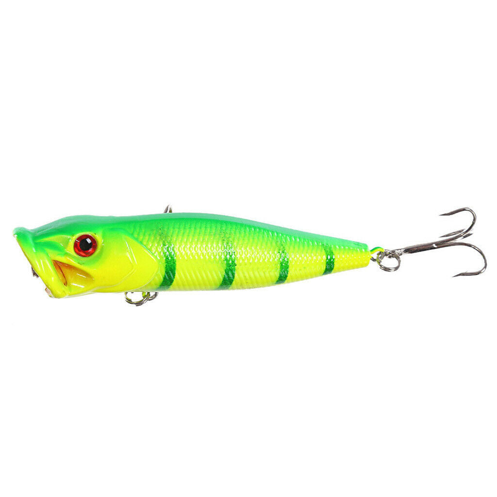 5pcs Fishing Topwater Floating Popper Lures Treble Hooks Hard Bait Crankbait