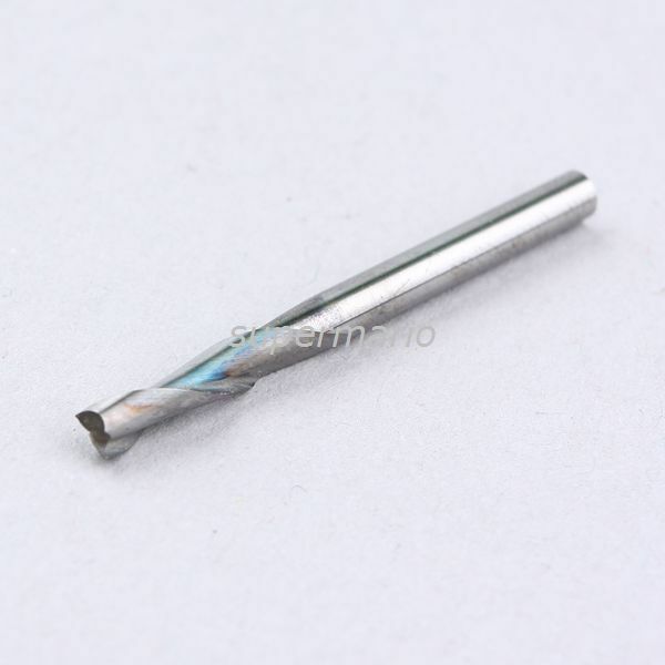10x 1/8'' 3.175mm Carbide CNC Double Two Flute Spiral Bits End Mill Router 22mm