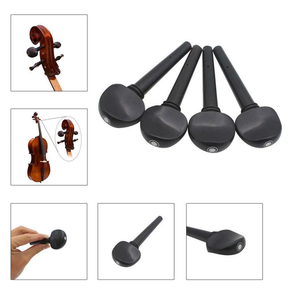 4x DIY Tuning Pegs Ebony Black Key Tuners for 3/4 4/4 Cello Parts
