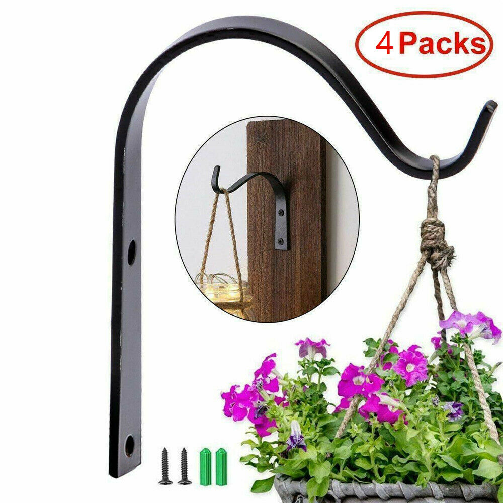 4Pack Iron Wall Hooks Metal Lantern Bracket Coat Hook Plant Planter Hangers
