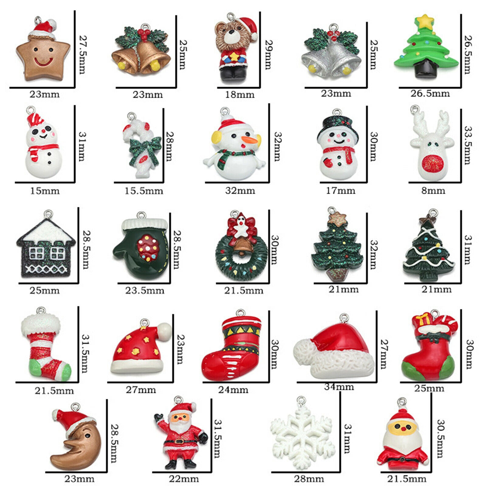 20pcs Charms Christmas Styles Pendants for Necklace Handmade Jewelry Making
