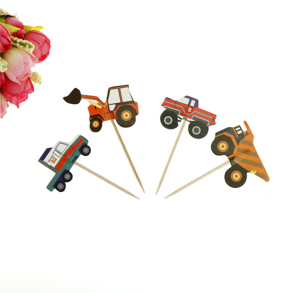 24X cartoon car truck cupcake toppers picks birthday party baby shower dec.l8