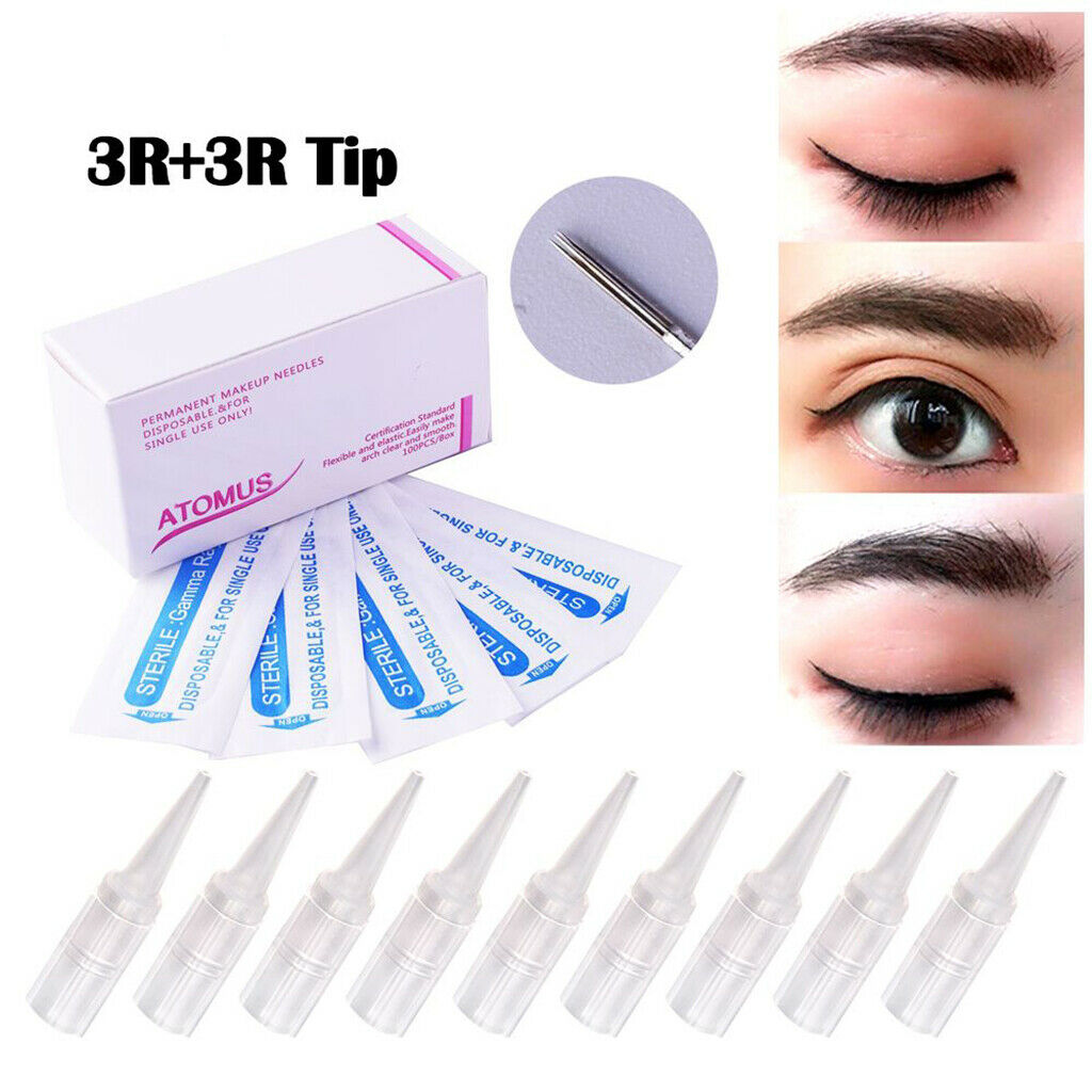 100Pcs   Permanent   Makeup   Eyebrow   Tattoo   Machine   Disposable   3R