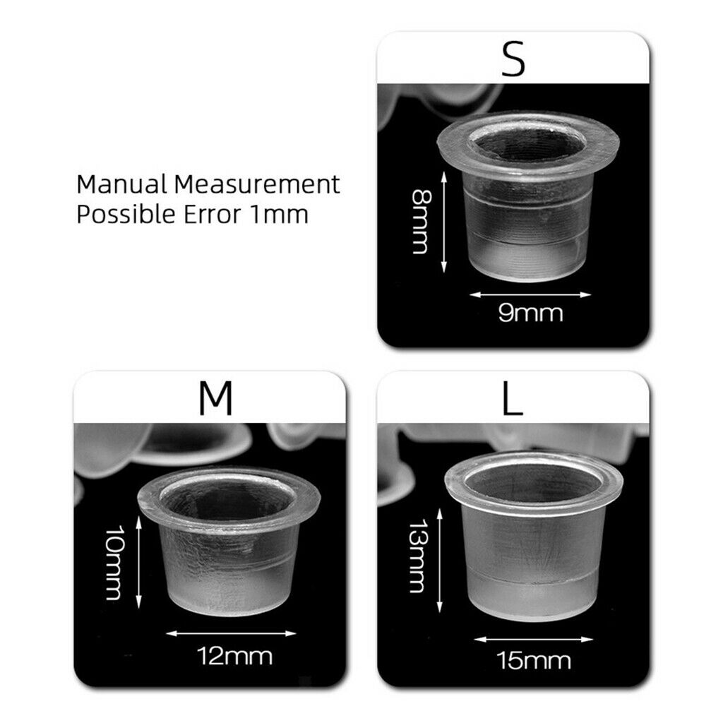 Disposable Clear Tattoo Ink Caps Mixed Size Pigment Holder Cups Body Art