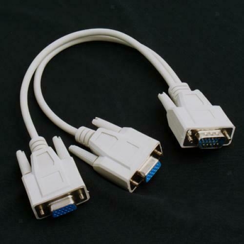 VGA Male to 2 Female Splitter Cable for PC Monitor
