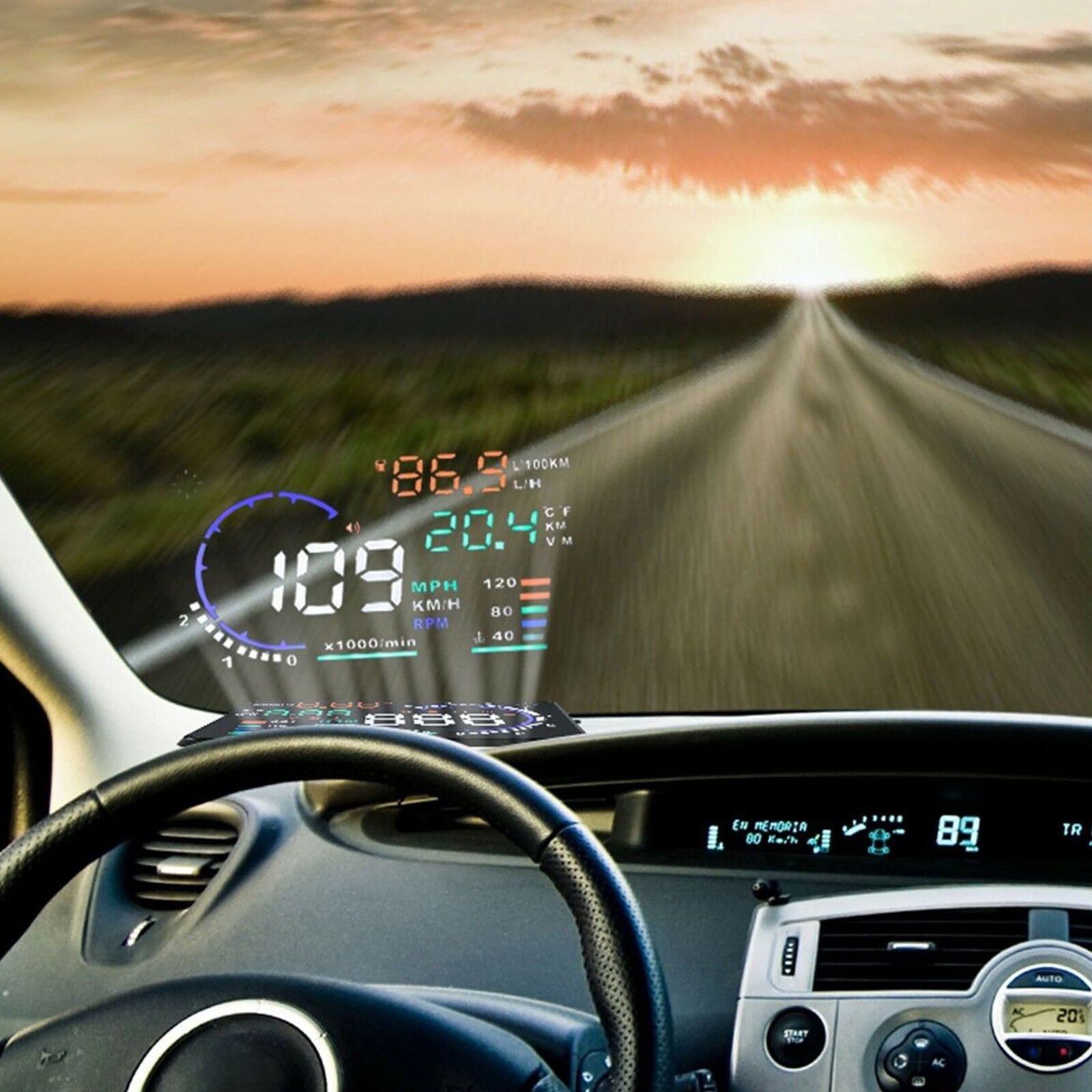 A8 Car HUD Head Up Display OBD II OBD2 Auto Gauge 5.5" Dash Screen Projector