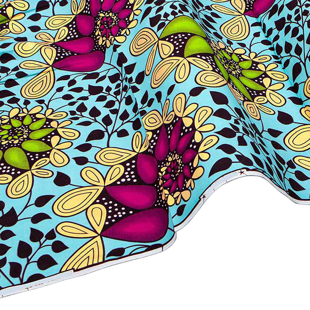 African Cotton Wax Fabric Flower Batik Cloth DIY Sewing Clothing Dress Material