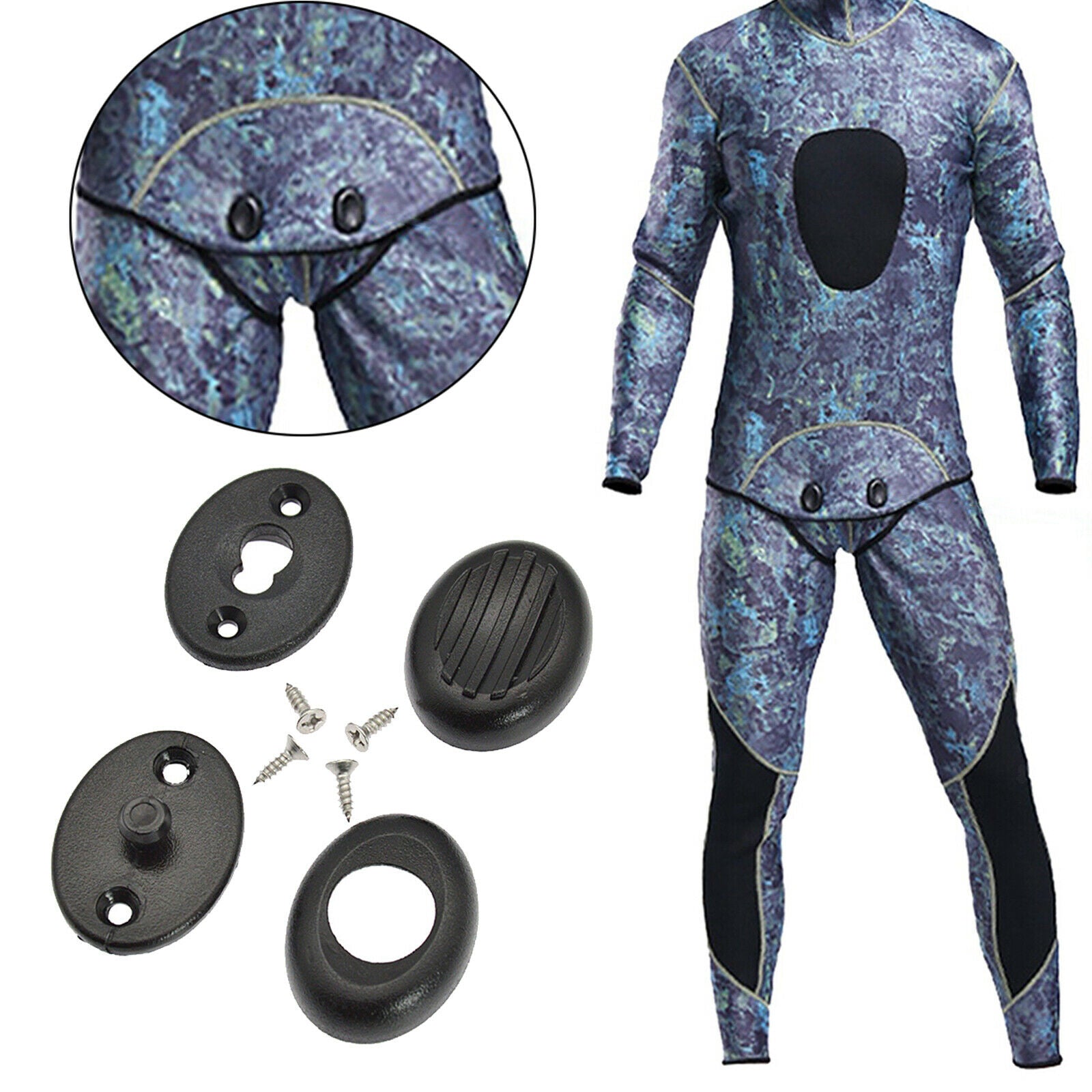 Fastener for Split Diving Suit Swimming Snorkeling Suit Slide Buckle Black