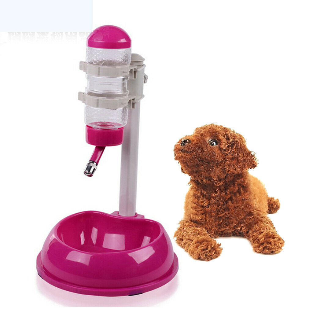 Pet Dog Standing Water Dispenser Automatic Lifting Feeding Bottle Food with Bowl