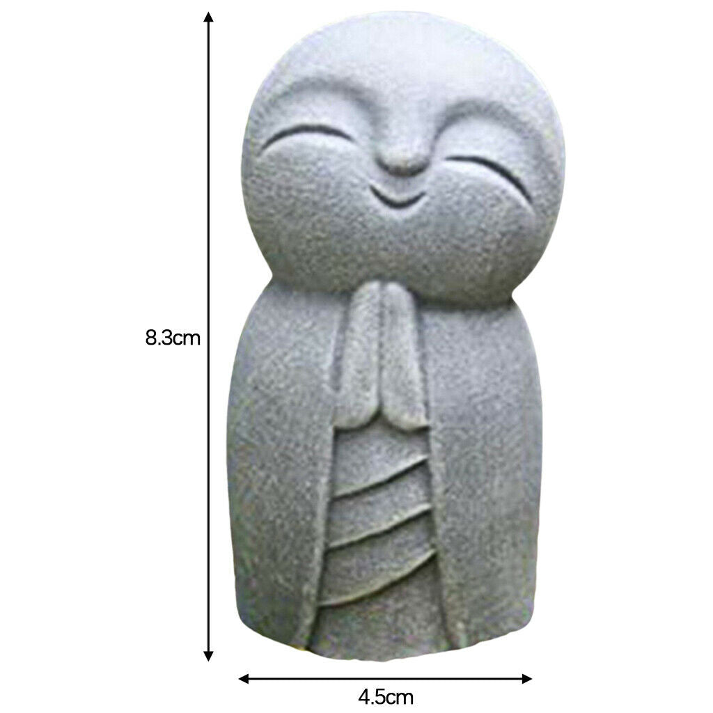 Garden Namaste Praying Volcanic Jizo Japanese Buddha Lucky Statue