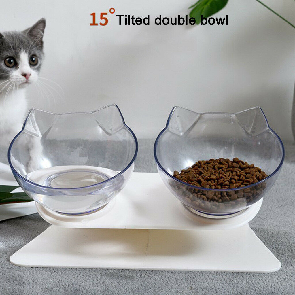 2Pieces Raised Cat Bowls Pet Food Water Feeder With Stand For Cat Dogs