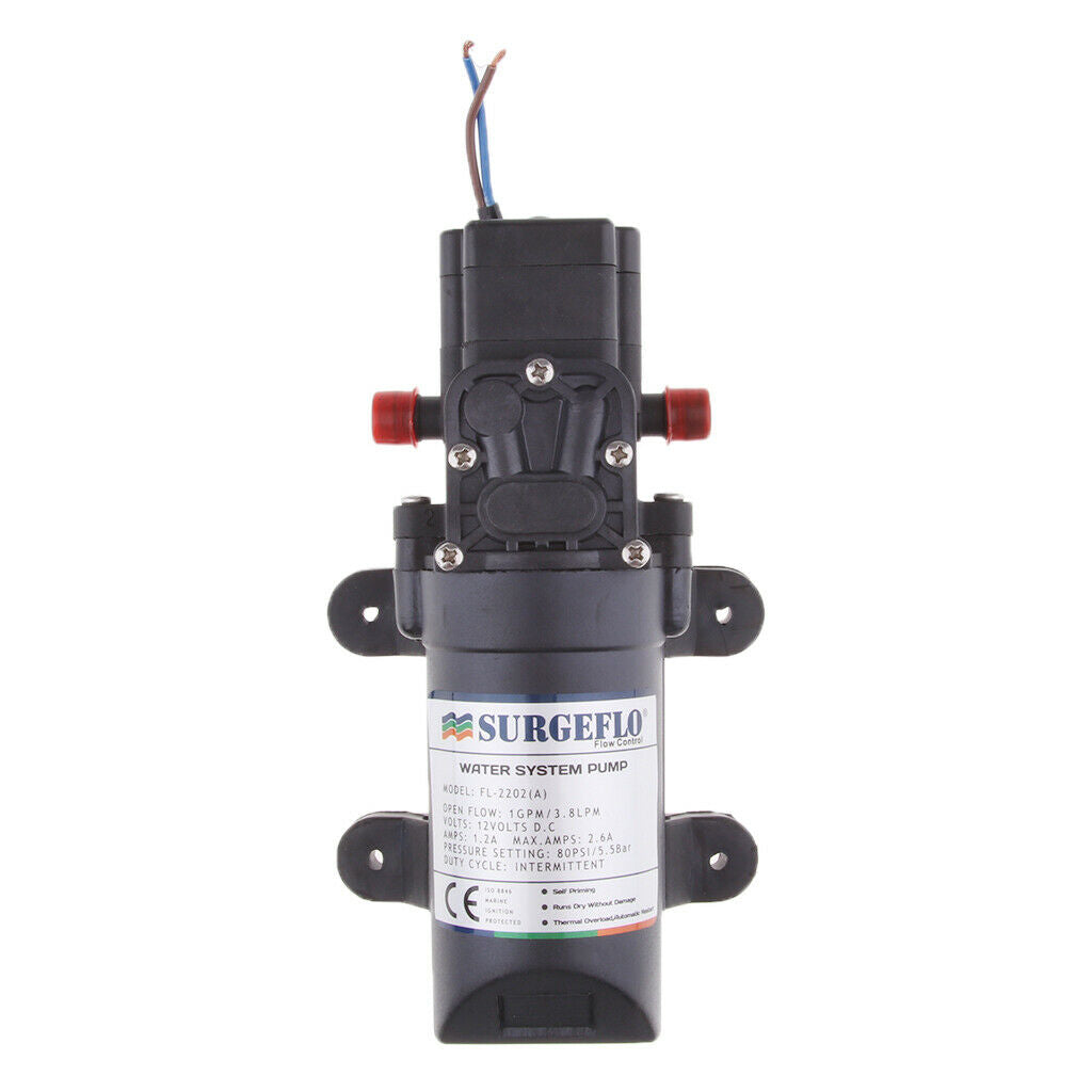 Self Priming Water Diaphragm Pump 80psi 12V 1GPM 3.8L/min Caravan Boat