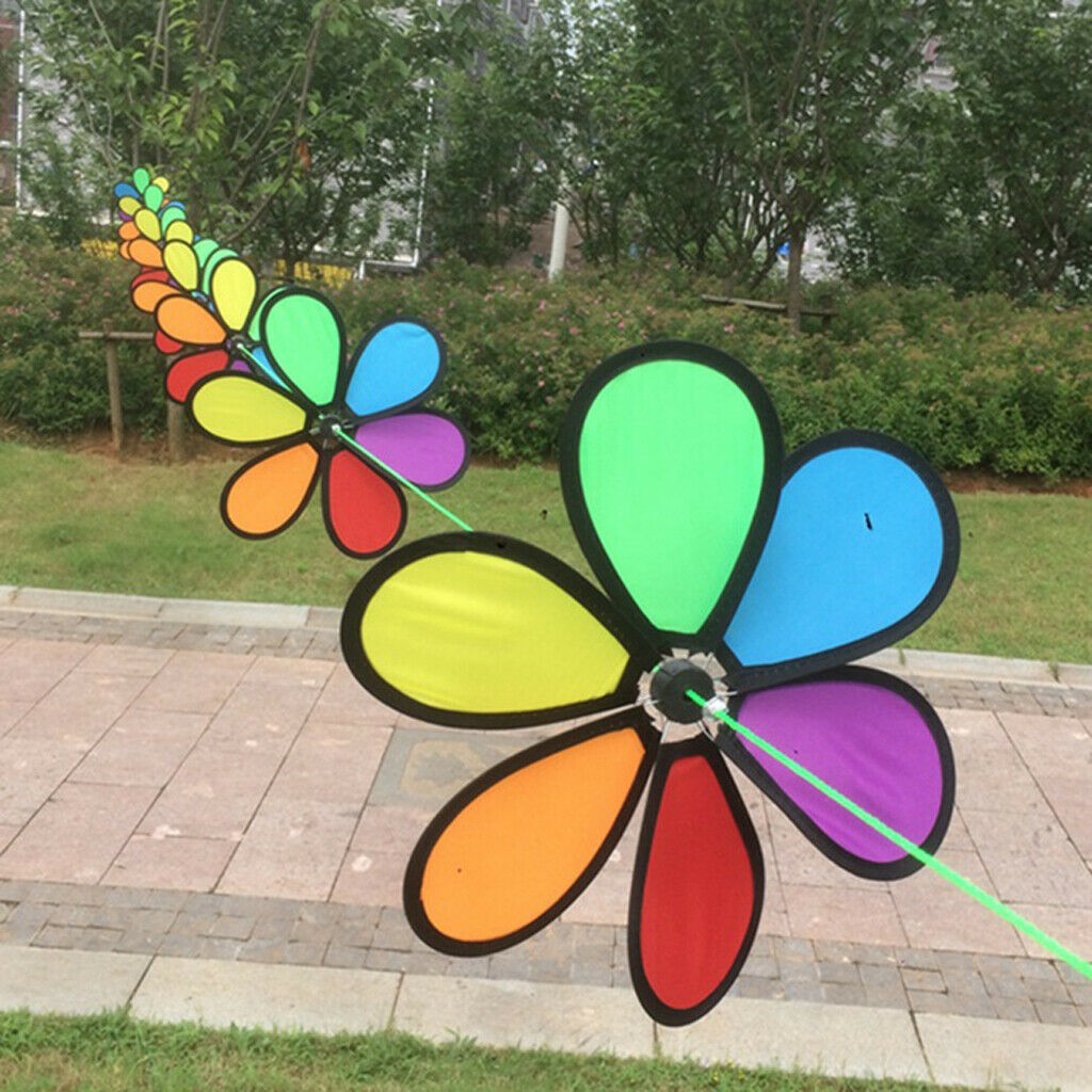 10m Fordable Rainbow Flower Windmill String Whirligig Wheels Garden Camping