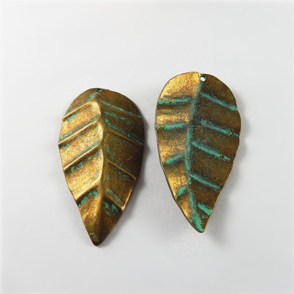 10 pcs Retro Alloy Leaf Charm Patina Pendant Earring Jewelry Making 46*24*2mm
