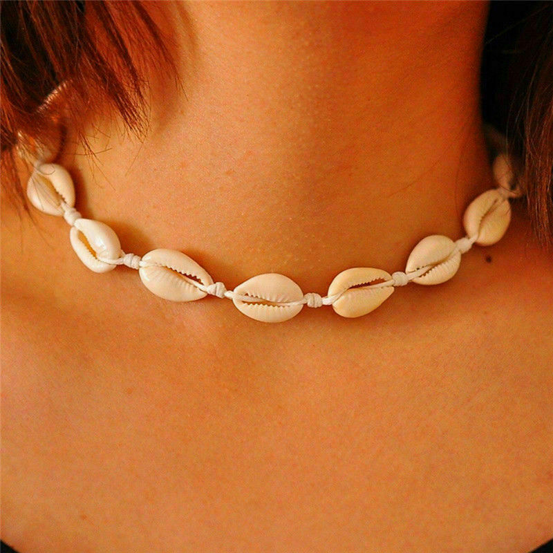 Natural Shell Boho Sea Shell Conch Pendant Collar Choker Beach Necklace Jewelry