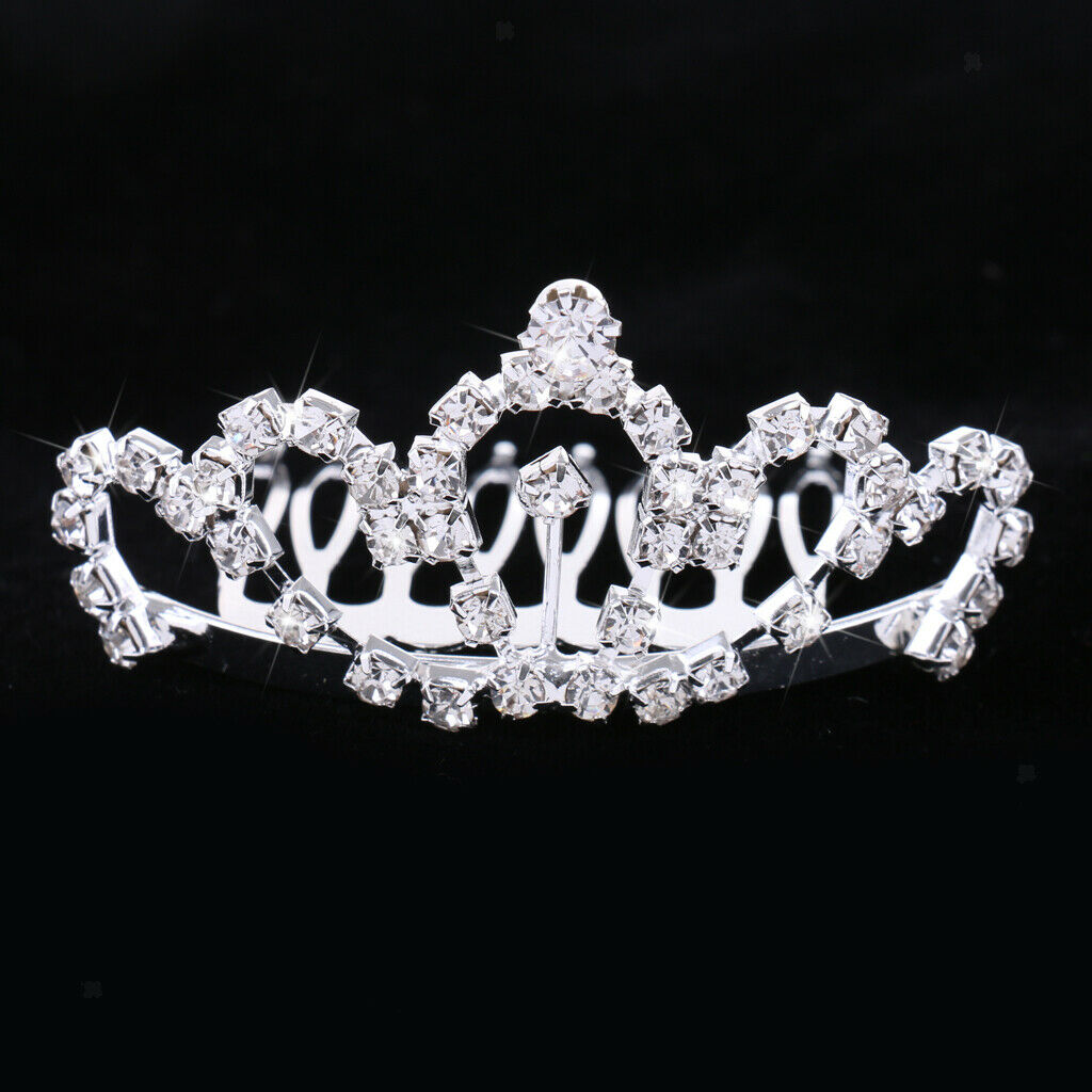 Children Girl Princess Mini Crown Comb Diamante Rhinestone Tiara Hair Clip