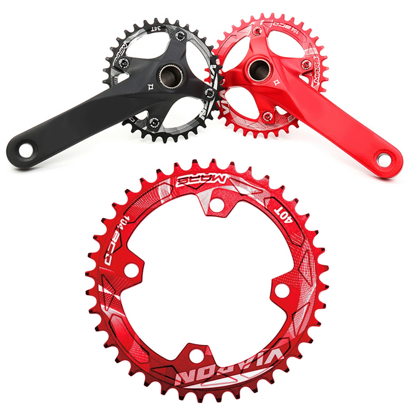 Bike Chainring Road Bicycle BCD104 Replacement Refit Chainwheel Red 40T