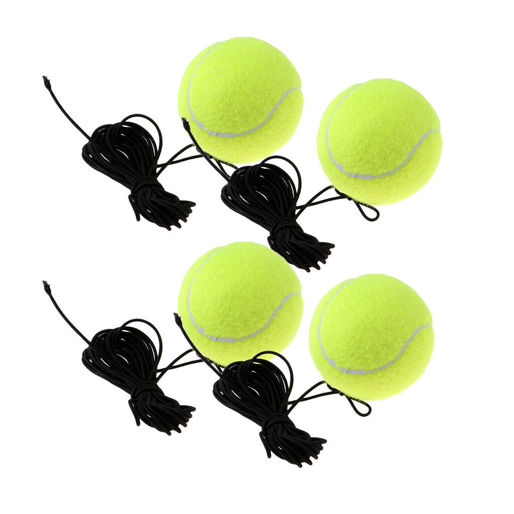 4x Rubber Tennis Rebounder Balls with String Tennis Training Ball Aids Tools