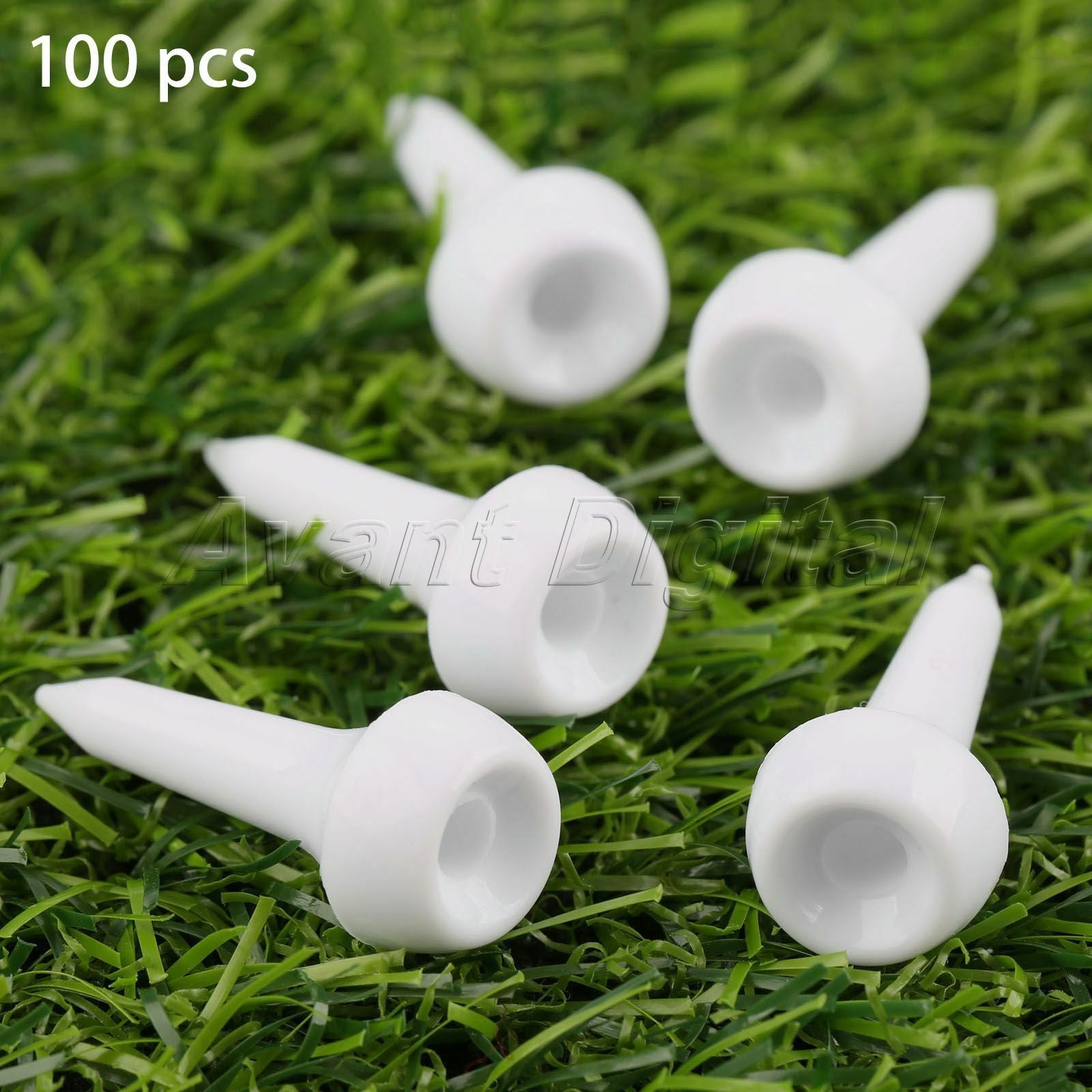 100pcs White Professional Plastic Golf Tees For Golfer Training Practice New