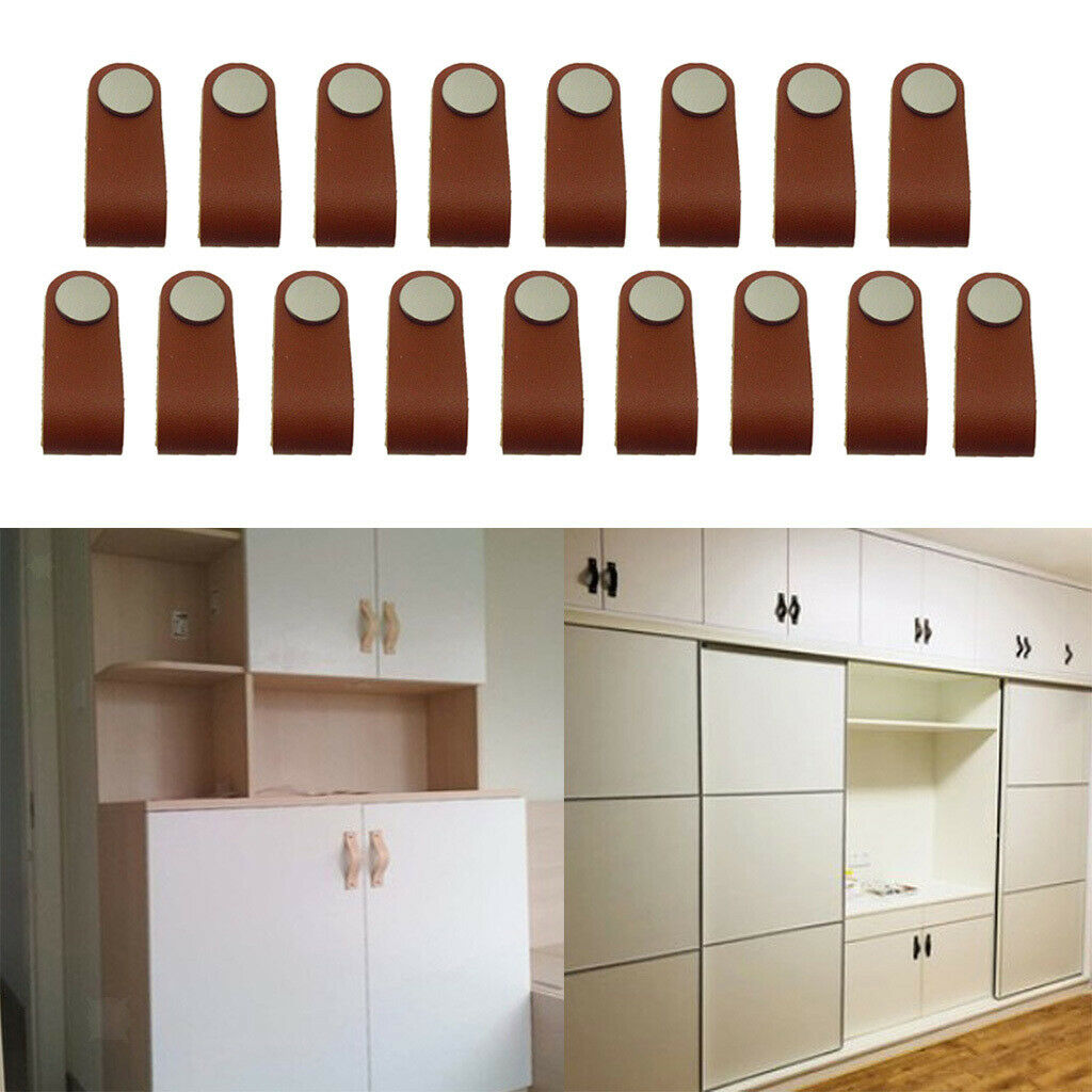 17x Leather Furniture Door Handle Nordic Pull Handle Knob for Door Cabinet A