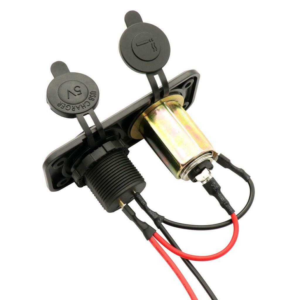 12V Boat  Lighter Socket Splitter Waterproof Dual USB Car Socket Panel