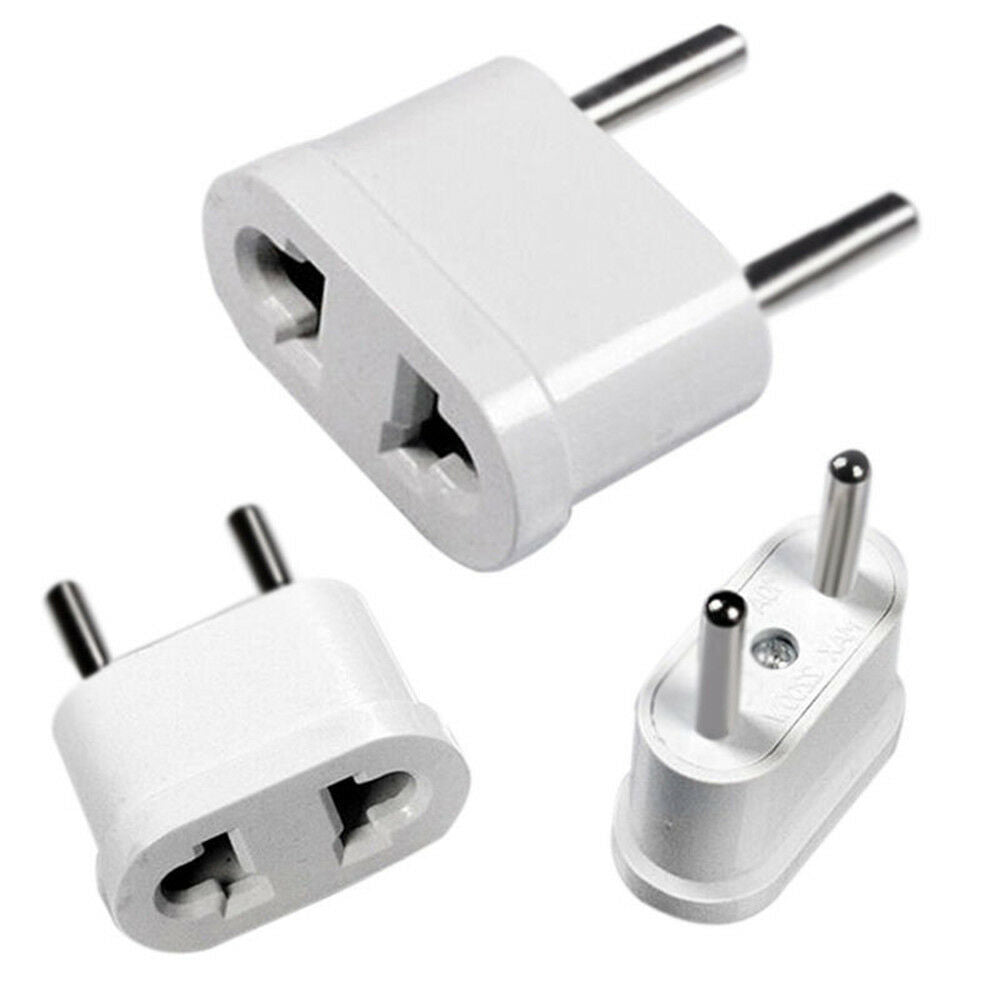 2PCS Travel Charger Wall AC Power Plug Adapter Converter US USA to EU Europe ~