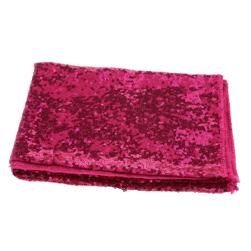 Sequin Tablecloth for Wedding Party Banquet Table Cover 130x50cm Rose Red