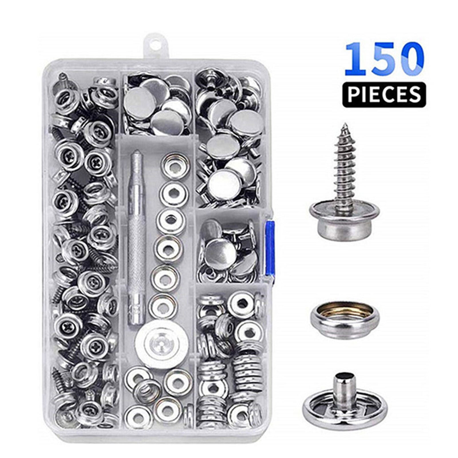 Stainless Steel Canvas Boat Cover Snap Press Stud Button Fastener Kit with Tools