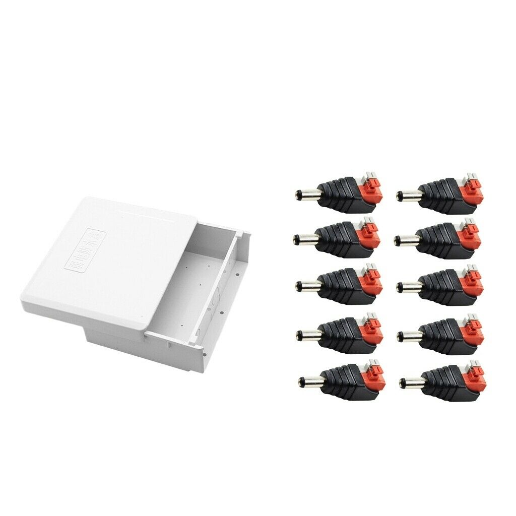 10PCS 12V Male DC Power Copper Plug Adapter Connector for LED Strip Light +