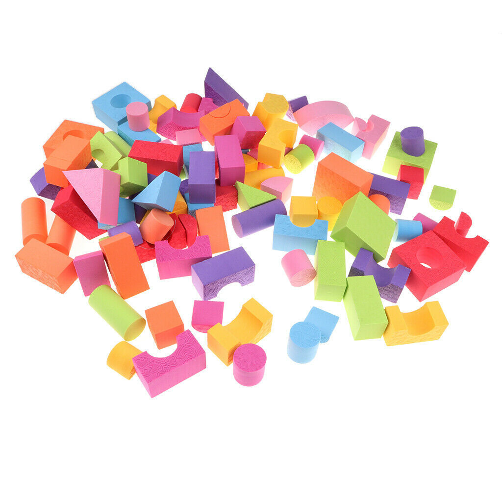 100 Pieces EVA Foam Colorful Building Blocks DIY Educational Toys for Baby