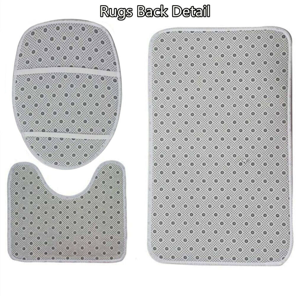 Simple Sun Moon Branch Line Toilet Cover Rug Mat Contour Rug Set 3pcs