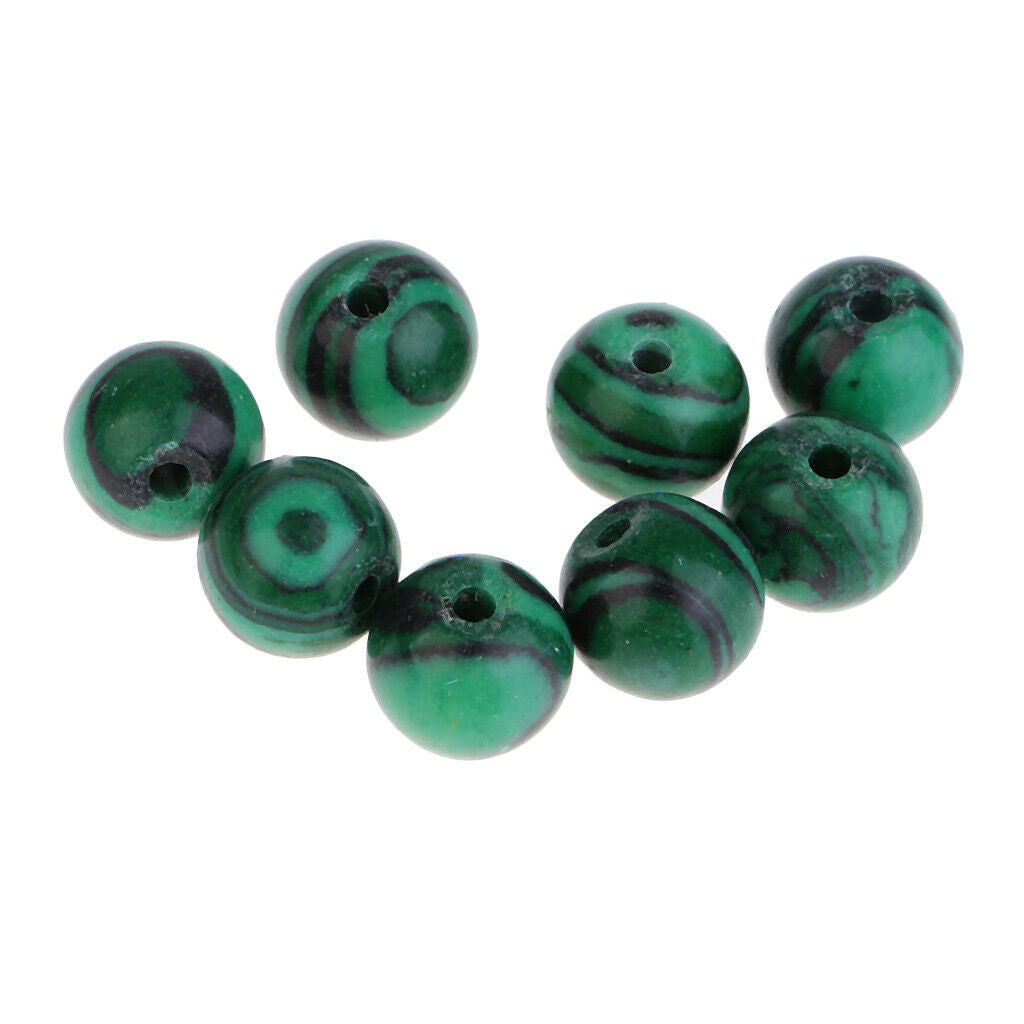 50 Pcs 8mm Green Natural Malachite Beads Gemstones For Jewelry Making