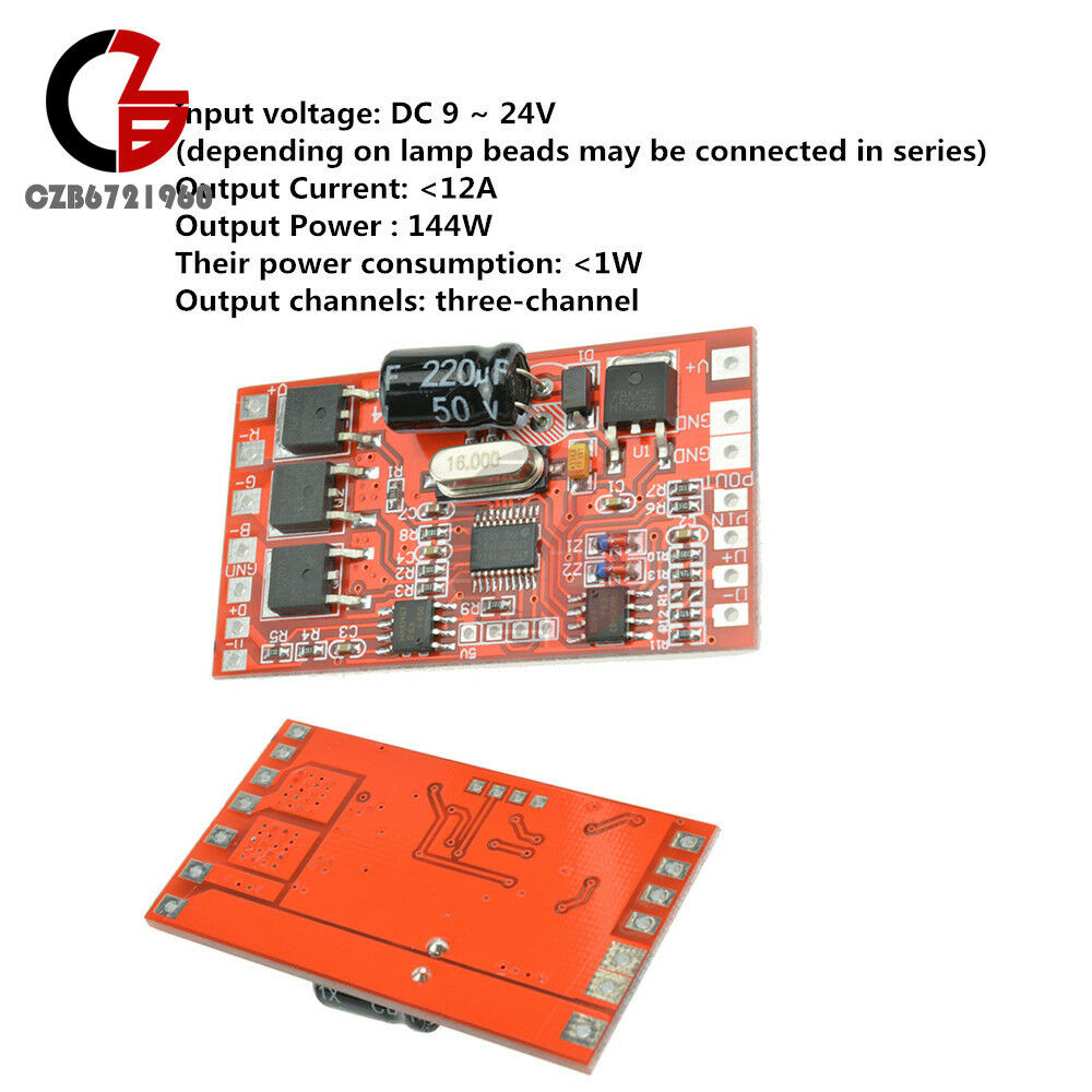 3 Channel 12A 144W DMX512 Decoder Board LED RGB Stage Lighting Driver Module