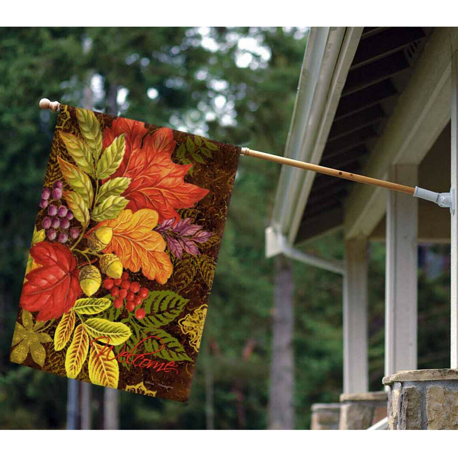 Toland Changing Colors 28 x 40 Colorful Welcome Fall Autumn Leaves House Flag