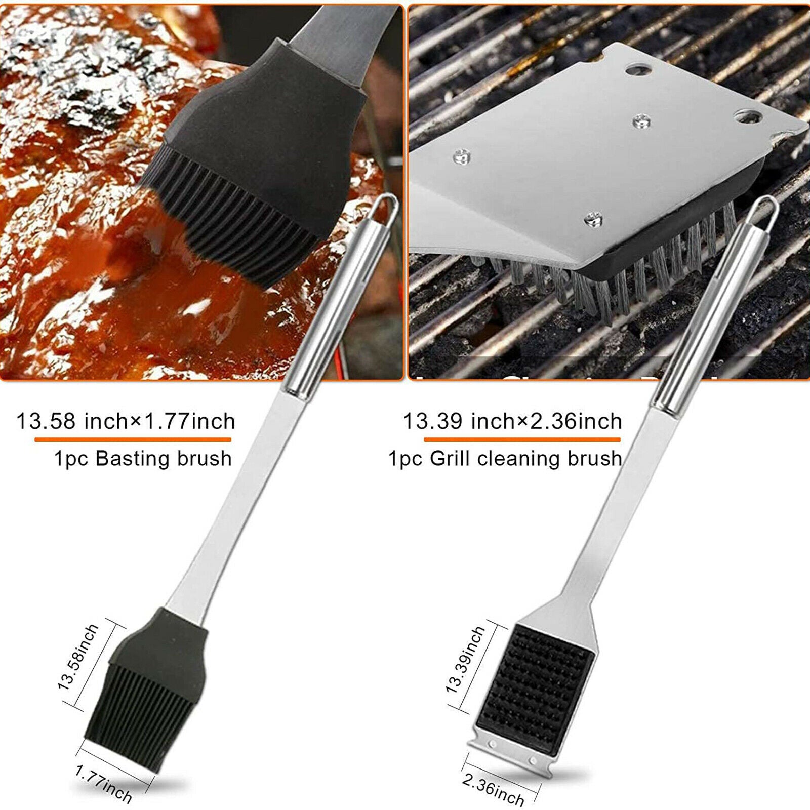 20Pcs Stainless Steel BBQ / Grilling Tool Set - Tongs Fork Cleaning Brush