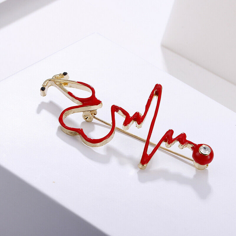 Enamel Love Heart Heartbeat Shape Brooch Collar Badge Pins Jewelry Access.l8