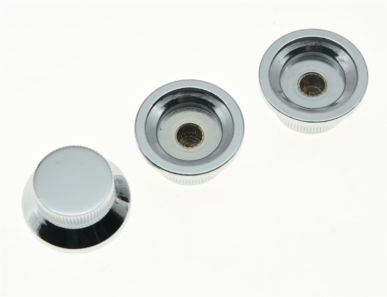 3pcs Chrome Metal ST Strat Knobs Top Hat Bell Guitar Bass Knob for 5.8mm Pots