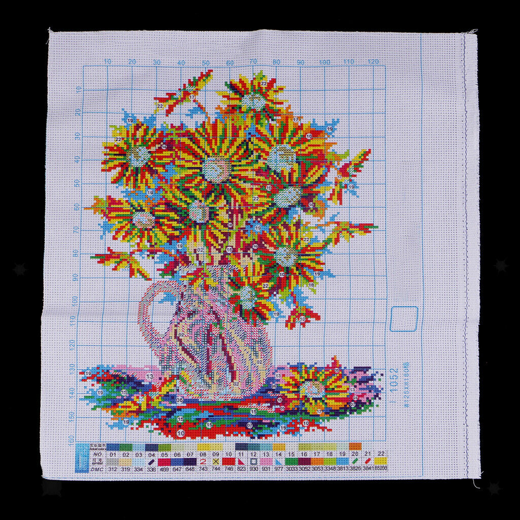 Daisy Printed Cross Stitch Kit for Beginners Stamped Flowers Patterns Decor