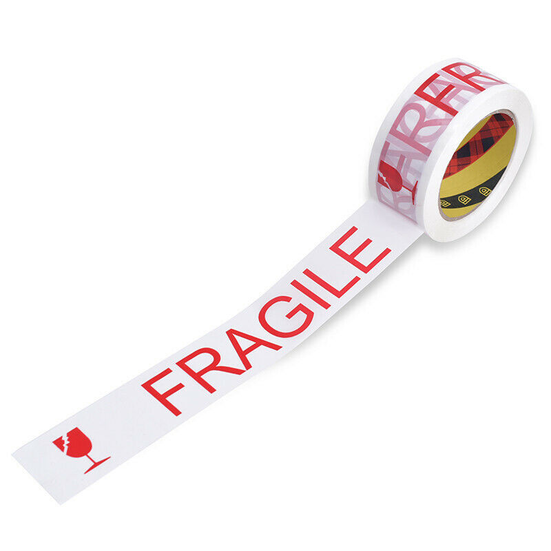 100M/Roll White Fragile Warning Tapes Handle with Care Safety Packing Box Tape