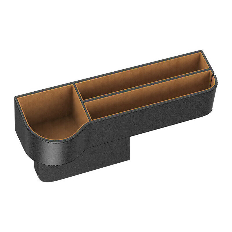 2 Layer Water Cup Holder PU Leather Storage Box Tray Car Seat Side Organizer Box
