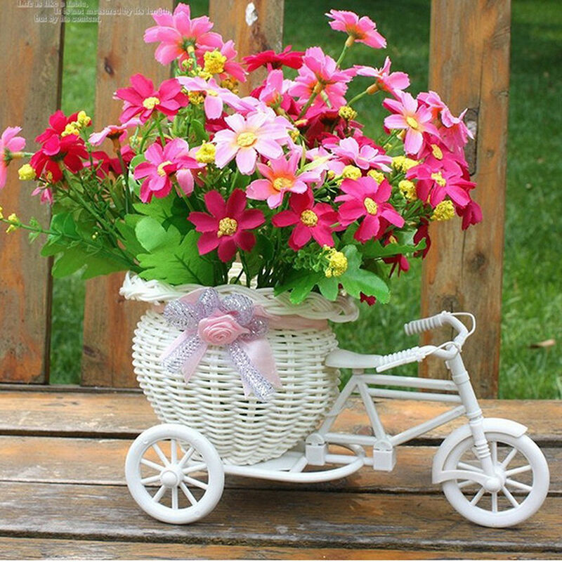 Plastic Tricycle Bike Design Flower Basket Container For Home Wedding Dec.l8