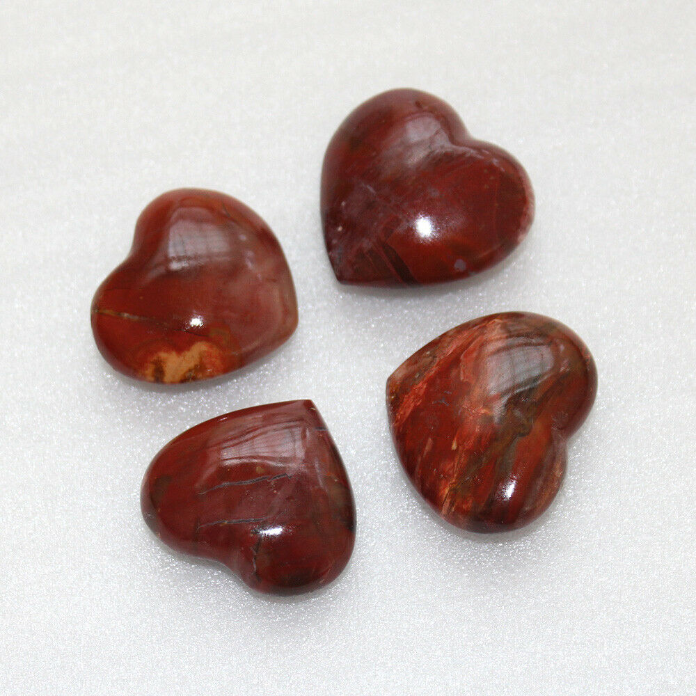 1PC Natural Red Petrified Wood Heart Fossilized Crystal Agate Mineral Madagascar
