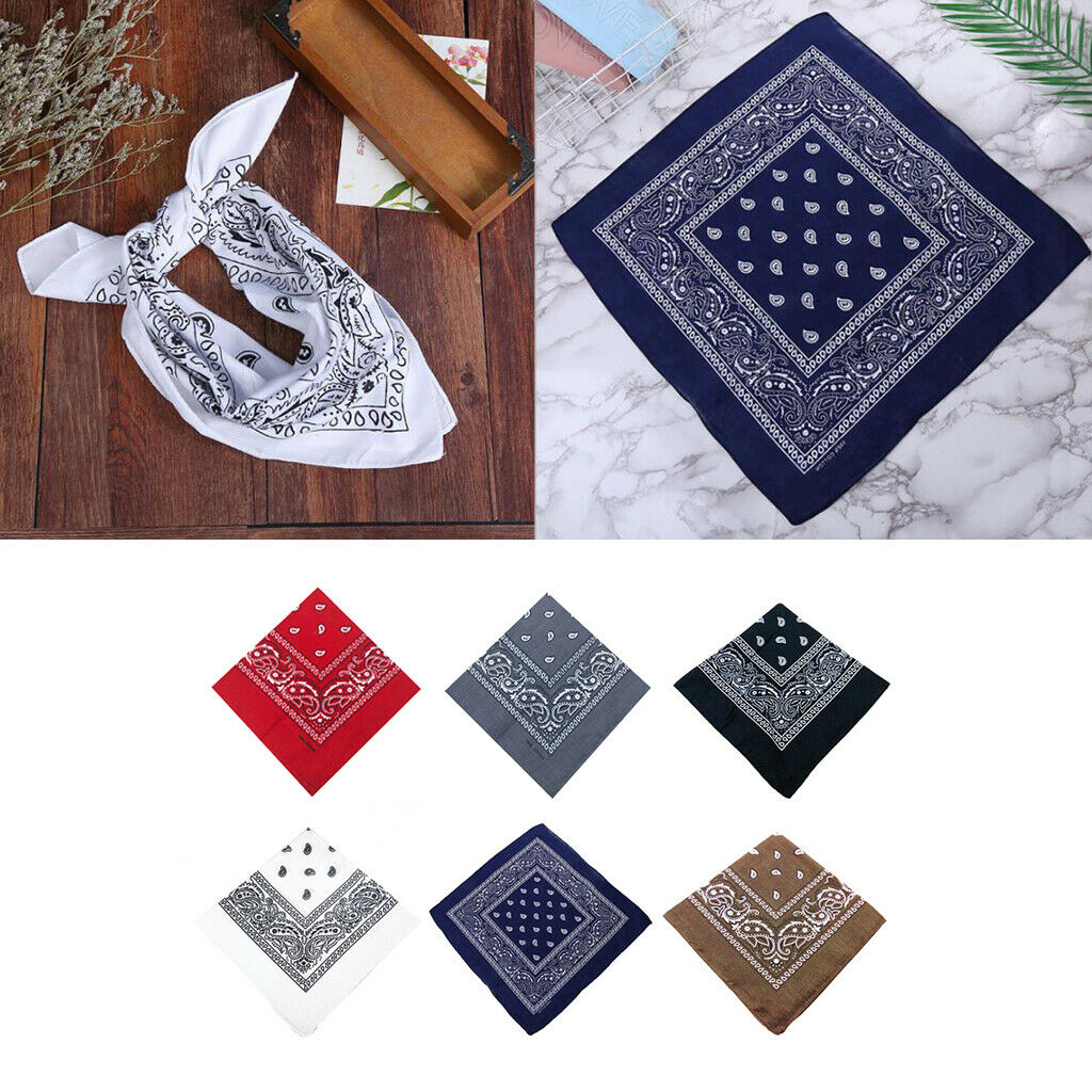 6 Pack Unisex Cotton Print Cowboy Bandana Scarf Head Wrap Neck Wristband
