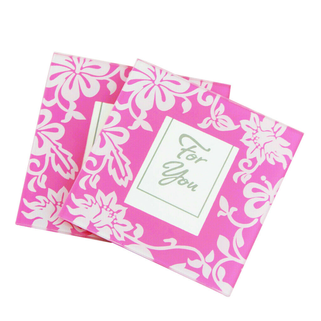 2pcs Pink Flourish Glass Photo Coaster Set Graduation Season Wedding Gift