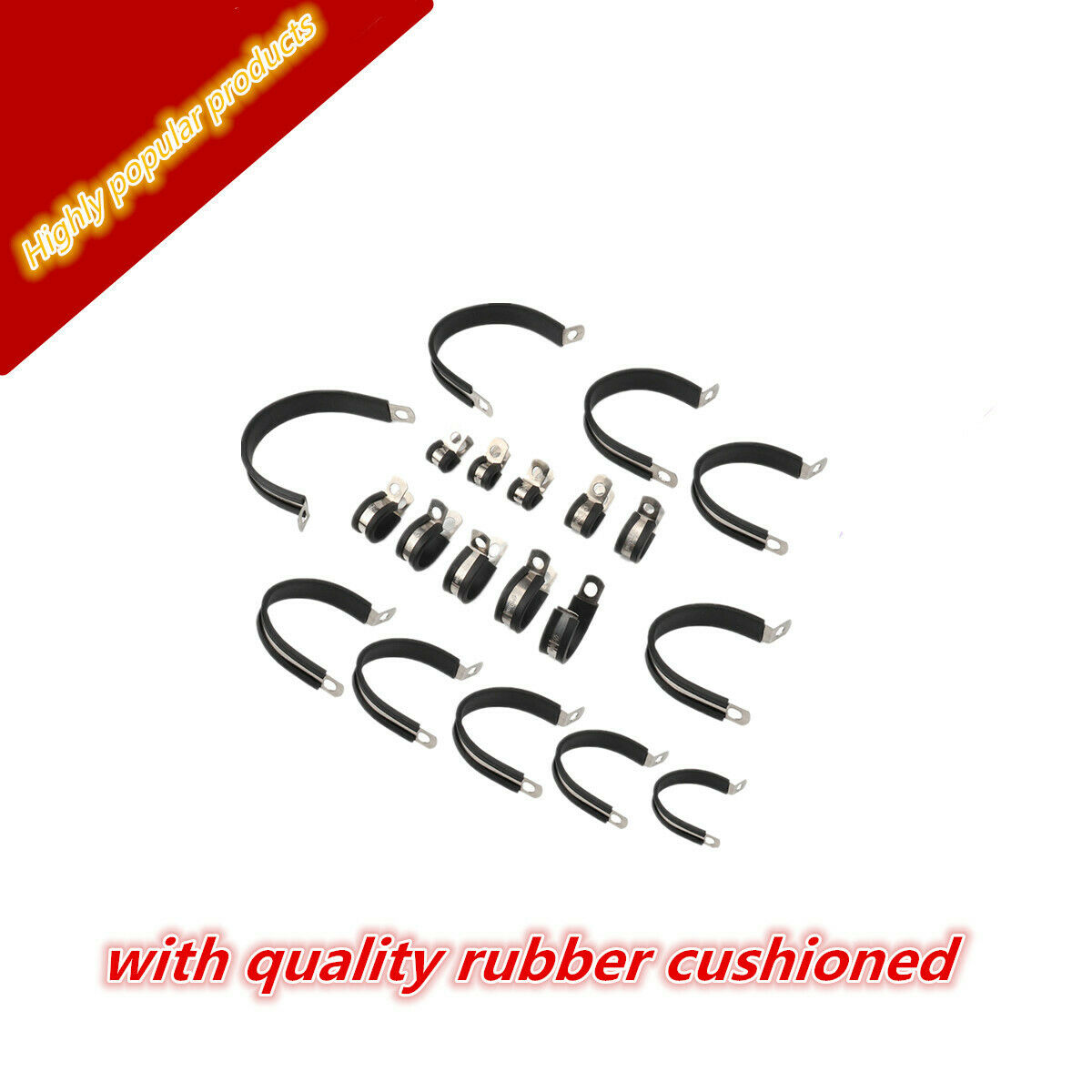 20PCS1 Inch Cable Clamp Rubber Cushioned Insulated Clamp Metal Clamp Tube Holder